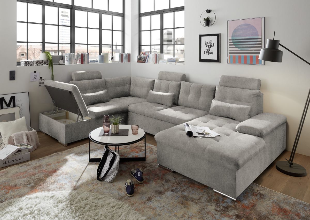 Wohnlandschaft Medan Taupe Stauraum links