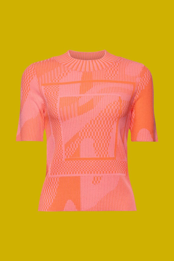 Kurzarm-Pullover aus geripptem Jacquard