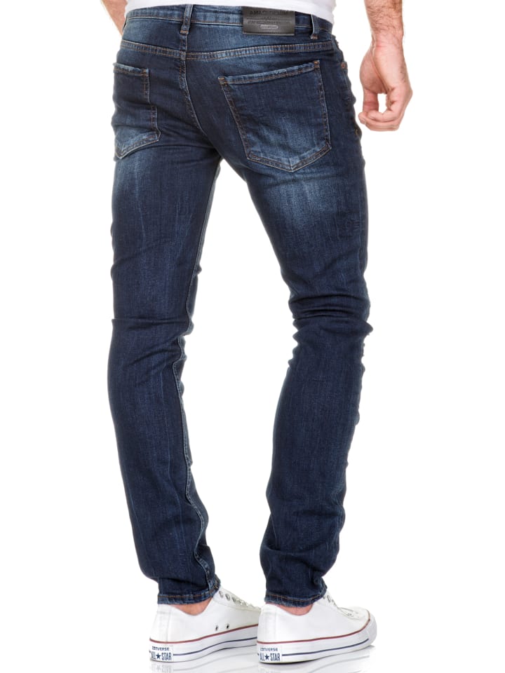 Amaci&Sons Slim Fit Destroyed Jeans FRESNO in Dunkelblau günstig kaufen