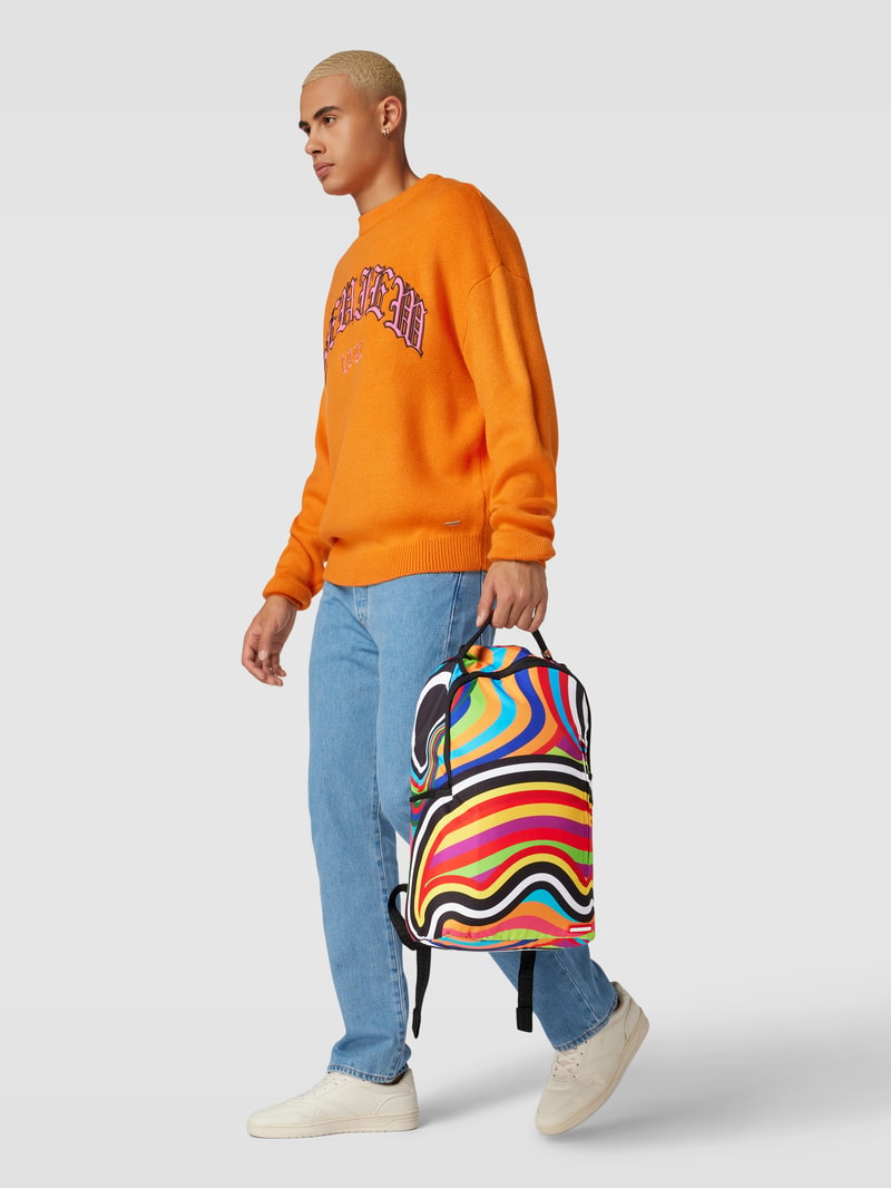 Rucksack mit Allover-Muster Modell 'GROOVY WAVES' in orange