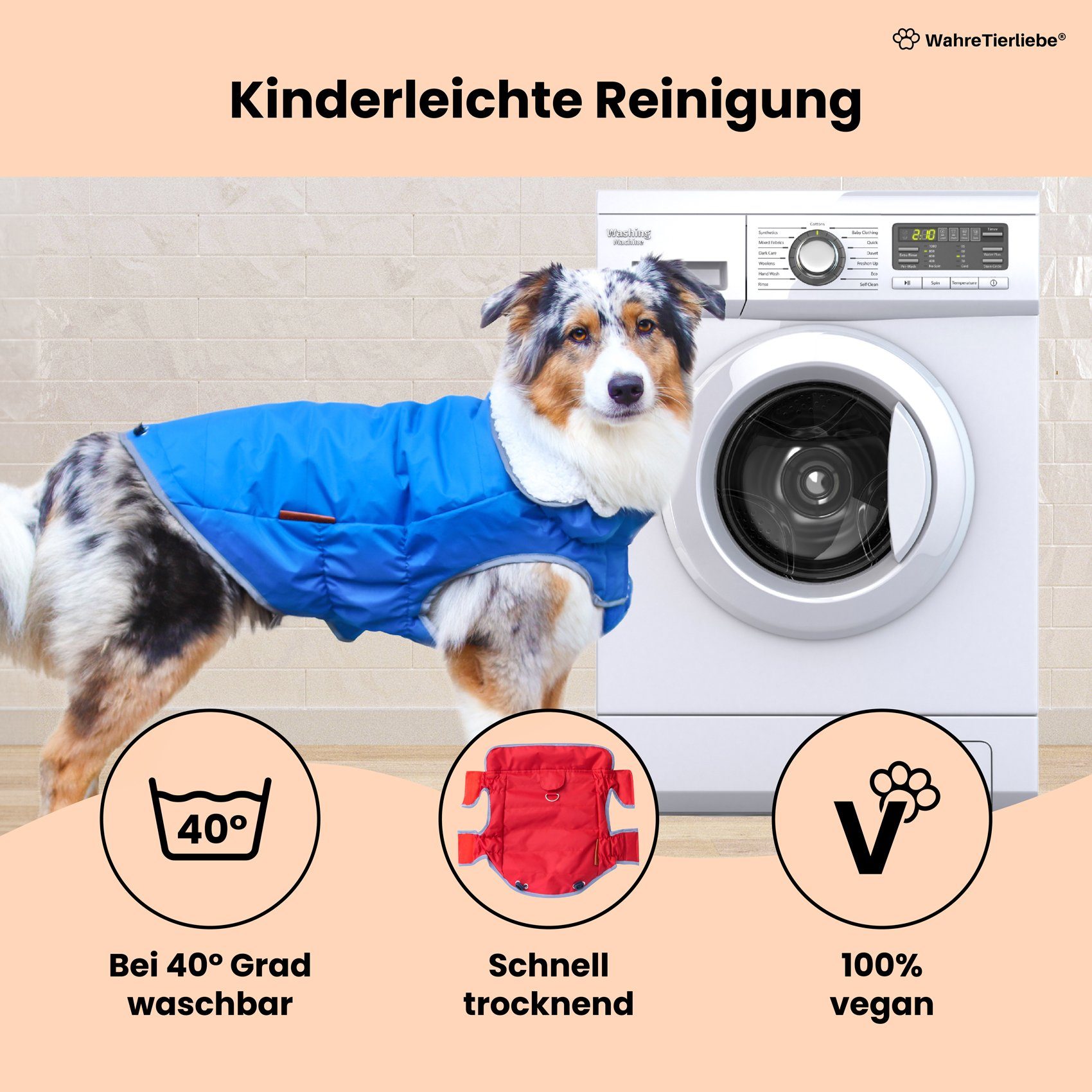 Wahre Tierliebe Hundejacke Premium Hunde Winterjacke, atmungsaktiver Mantel, Kälteschutz -25 Grad, Verschiedene Größen und Farben, extra warm dank fleece Füllung