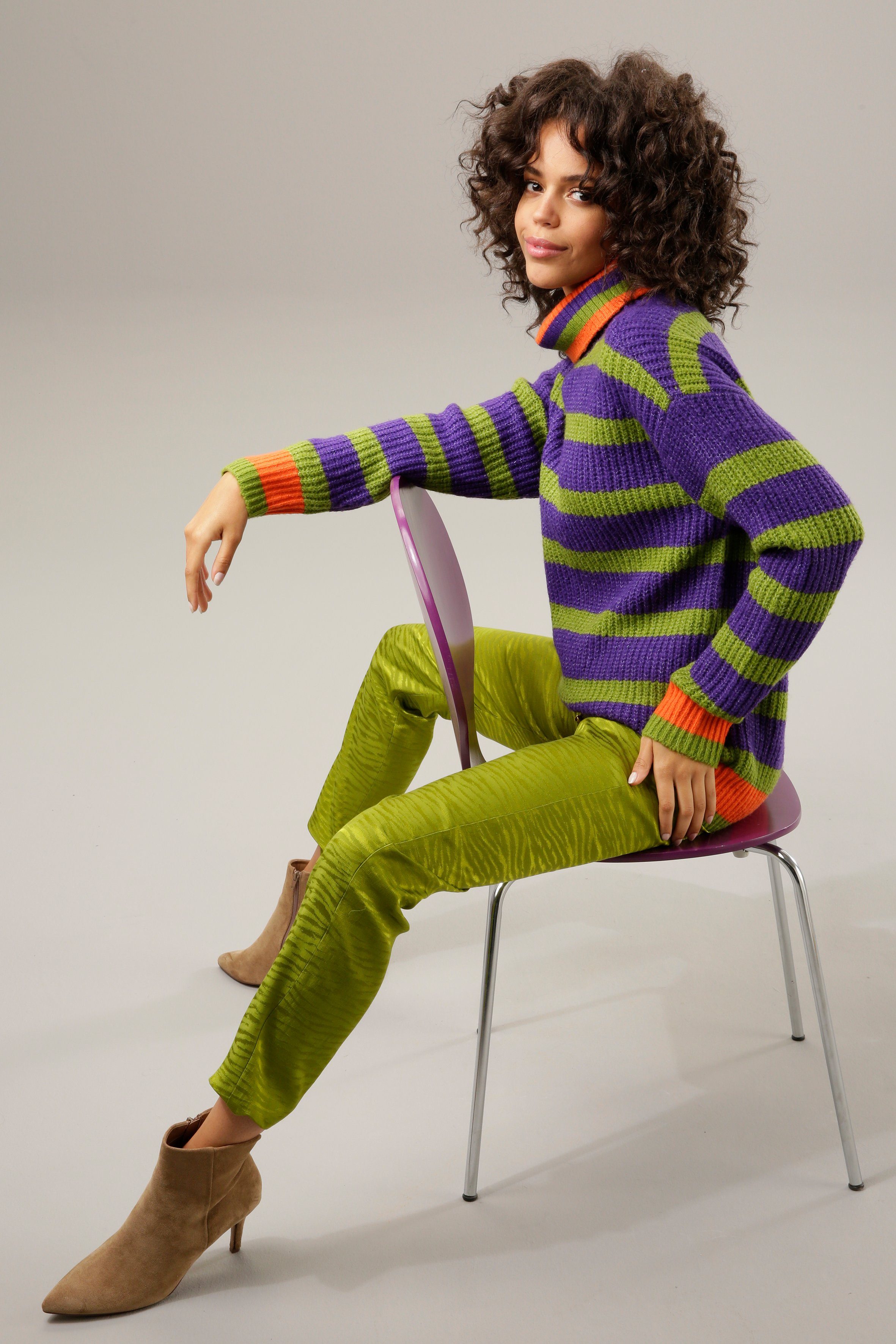 Aniston CASUAL Strickpullover im farbenfrohem Streifen-Dessin