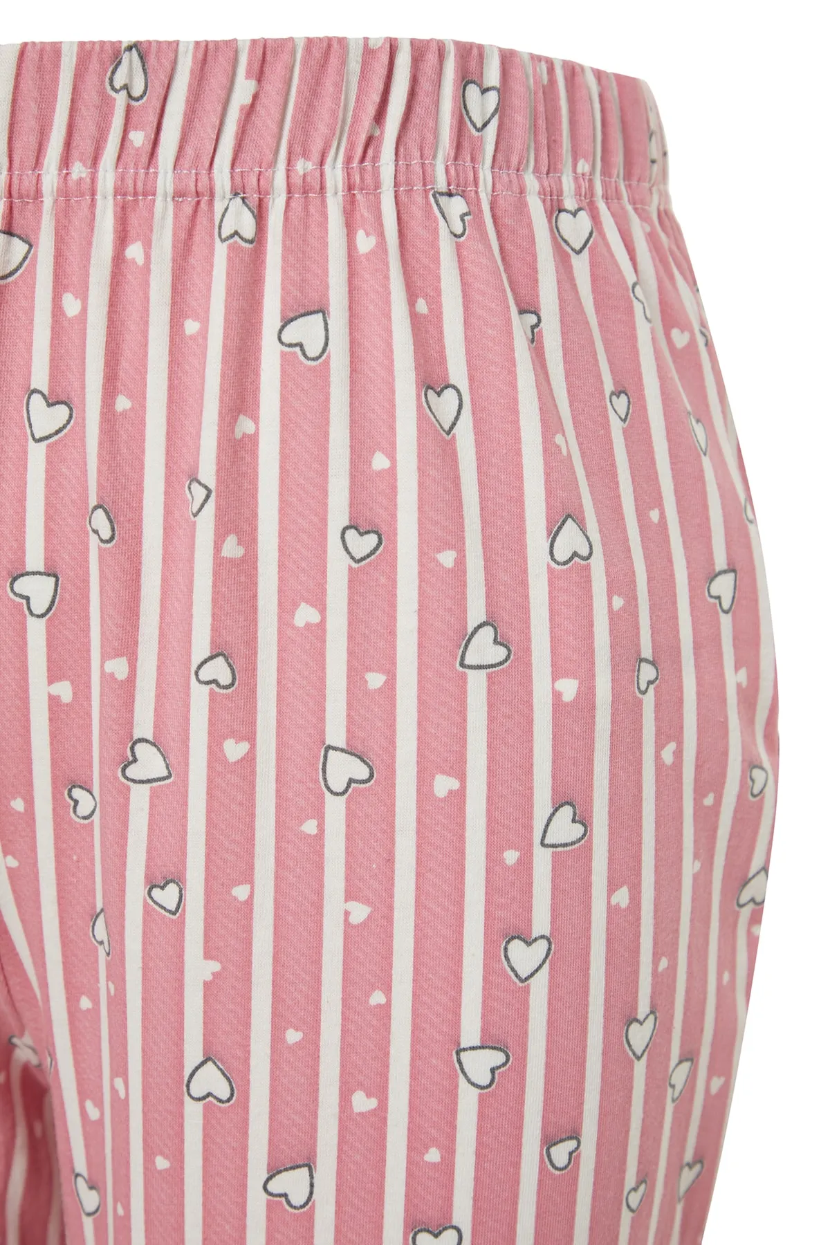 Trendyol Collection  Gestreifte gestrickte Pyjamahose aus rosa Baumwolle THMSS23PJ00002