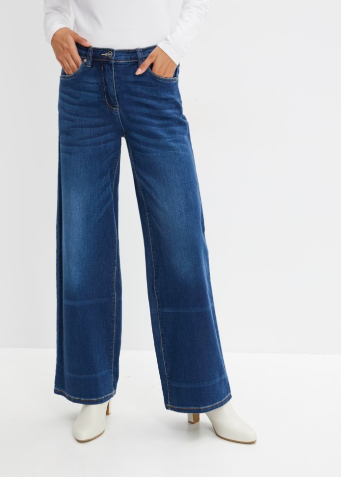 Stretch-Jeans mit extra weitem Bein und Bequembund
