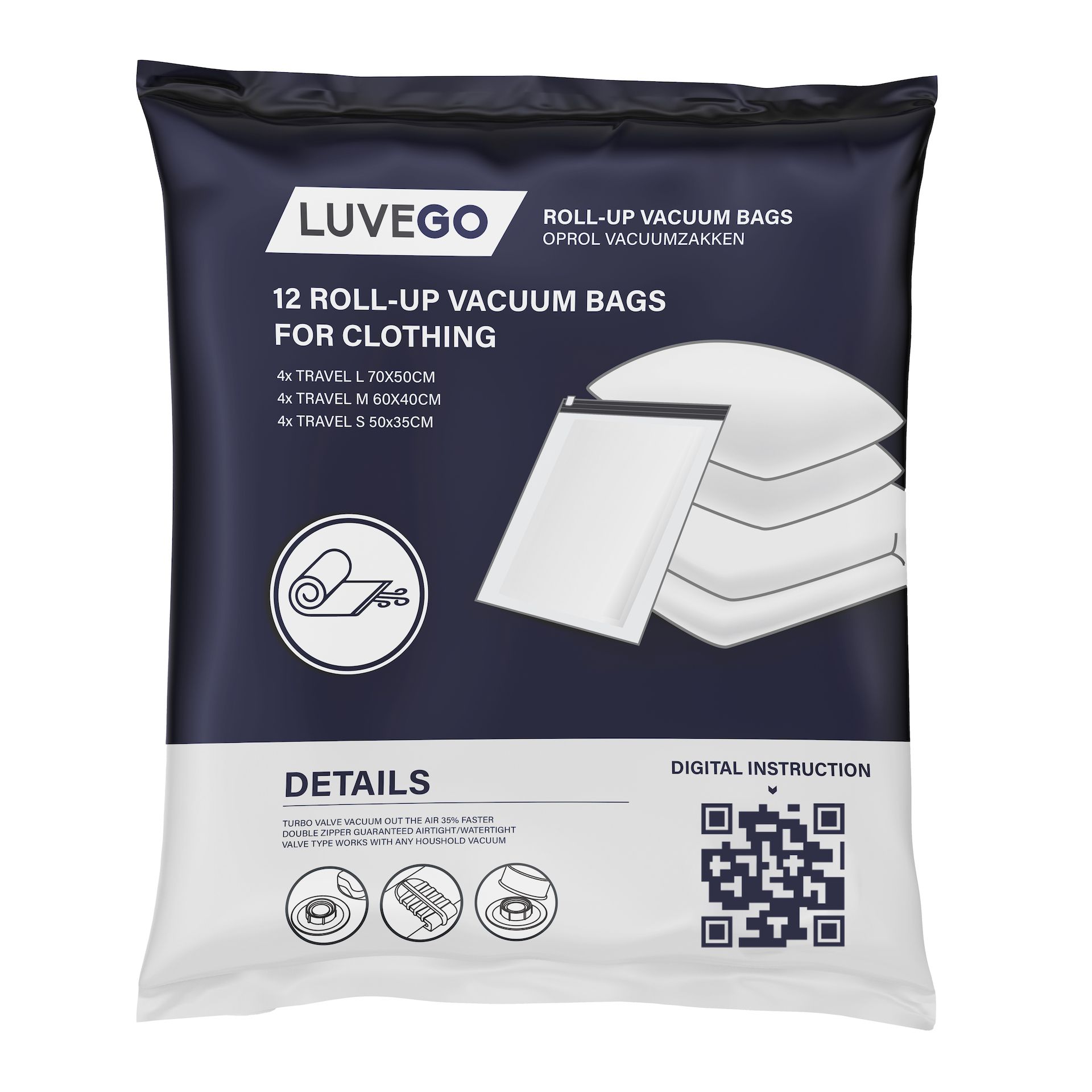 Luvego Set von 12 Vakuum-Rollbeutel