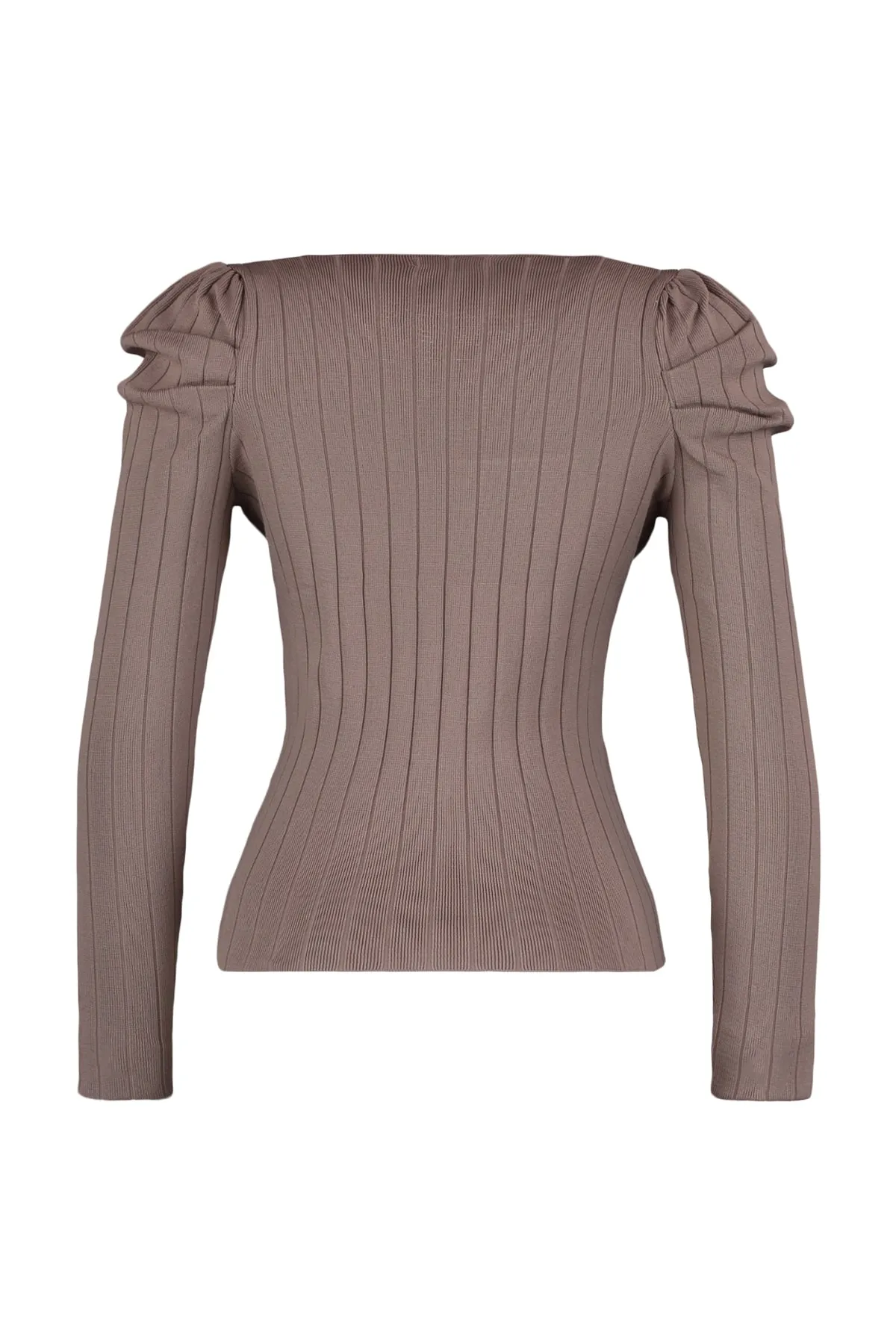 Trendyol Collection  Nerzfarbener Strickpullover mit gerafftem, quadratischem Kragen TWOAW21KZ0649