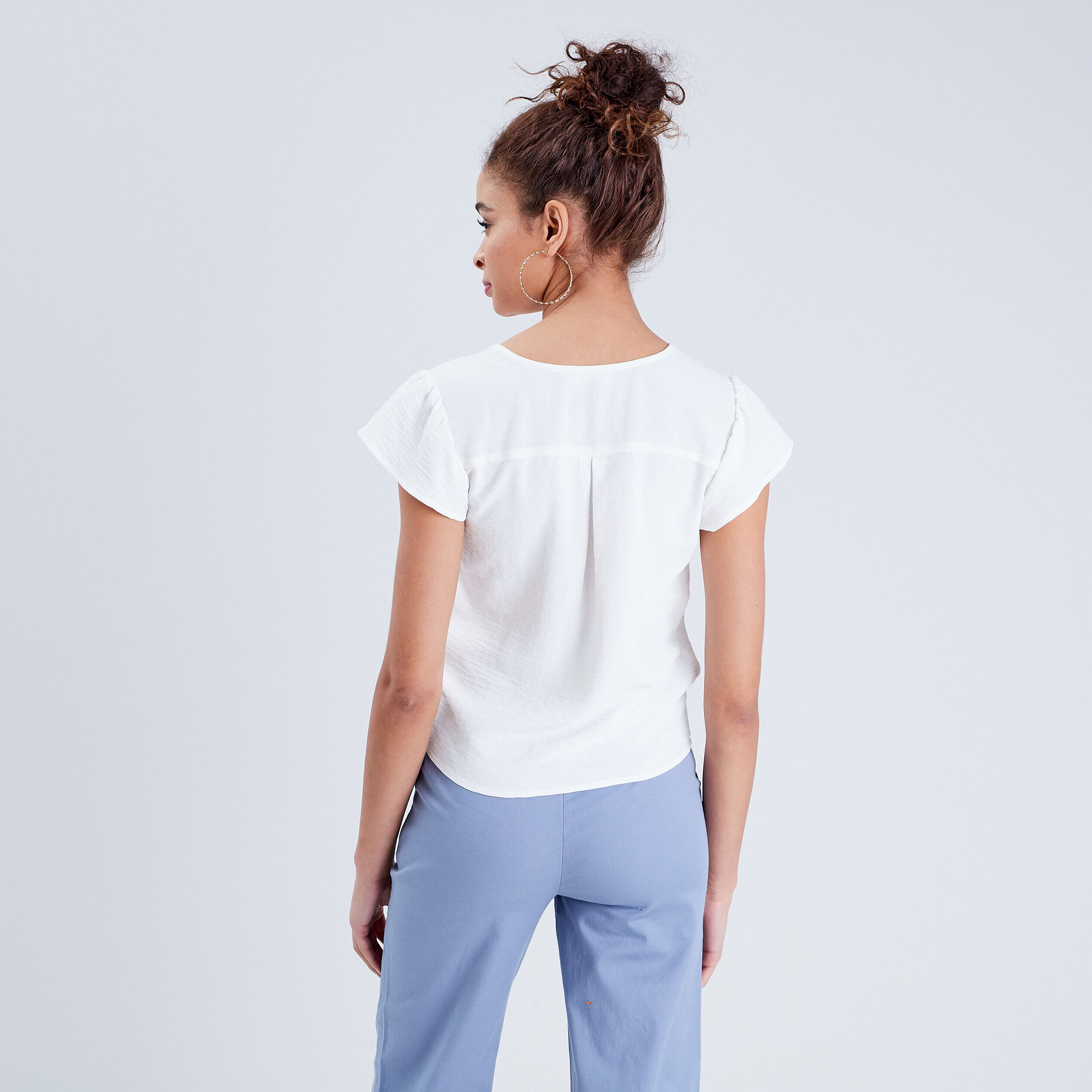 Chemise manches courtes ecru femme | Cache Cache