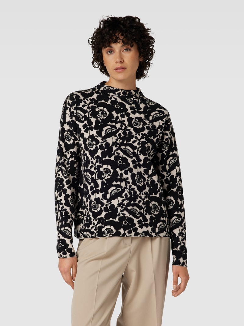 Strickpullover mit Allover-Muster in schwarz