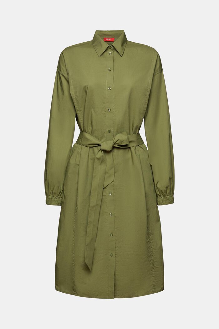 Baumwoll-Hemdblusenkleid mit Bindedetail