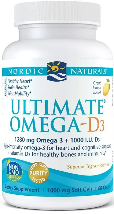 Nordic Naturals Ultimate Omega D3 1280 mg, okus limuna, kapsule