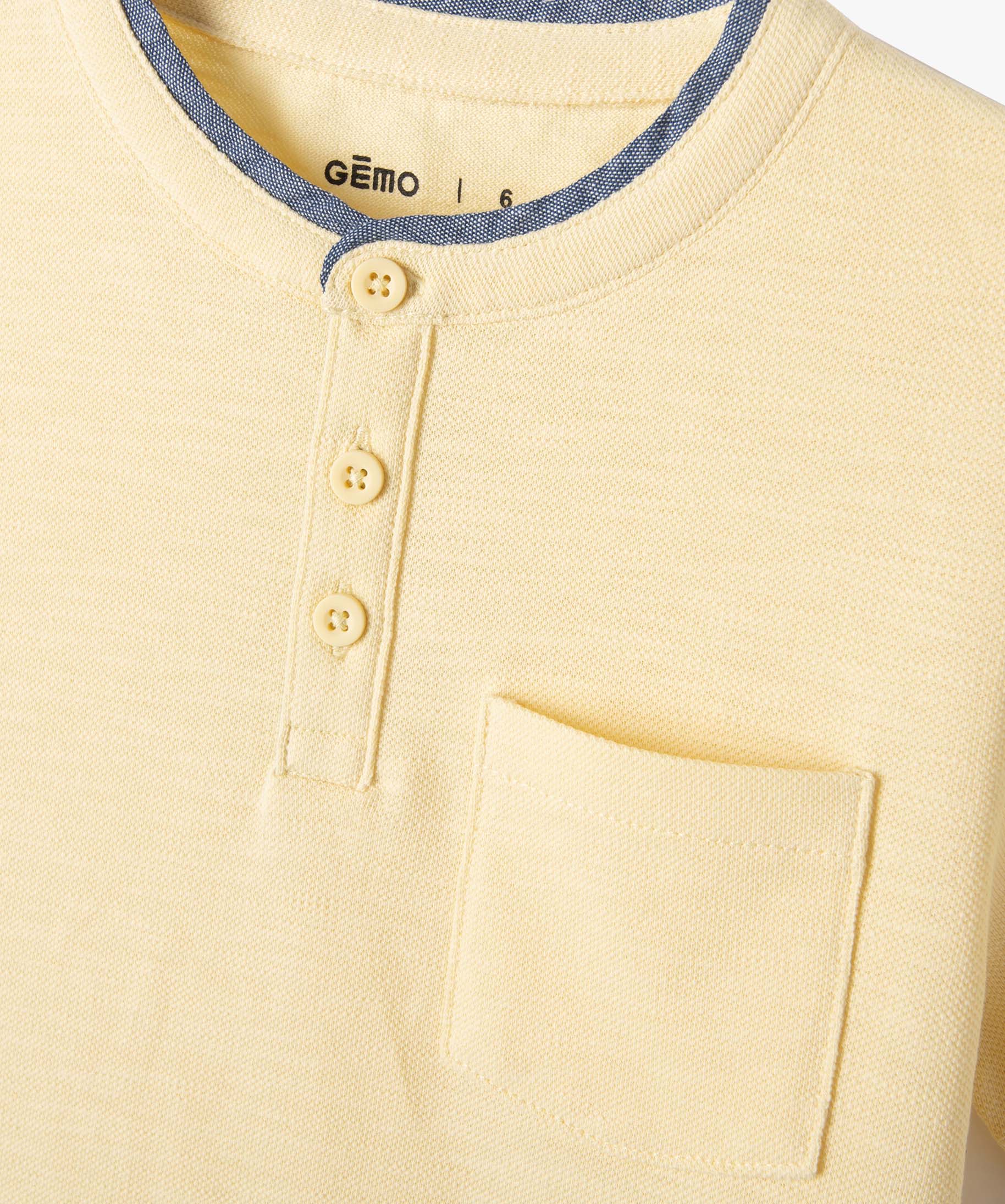 Tee-shirt Garçon esprit polo en maille piquée jaune | GEMO