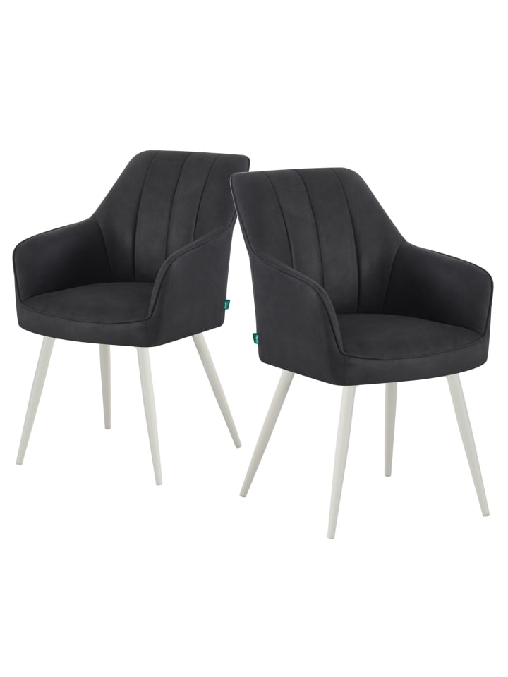 DUBI Möbel 2er-Set: Drehstuhl THOMAS-SANA in Wildleder-Schwarz - (B)57 x (H)85 x  (T)62 cm günstig kaufen onesize