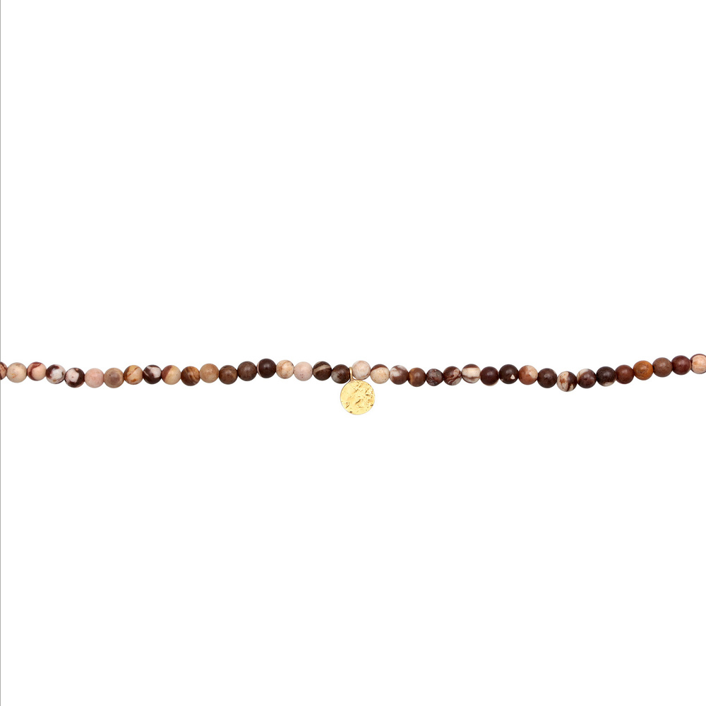 Elli PREMIUM Elli PREMIUM Collier Femmes plaquette perles boho avec pierre précieuse Jasper en collier
