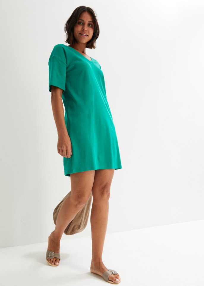 T-Shirtkleid mit V-Ausschnitt, oversize (2er Pack)