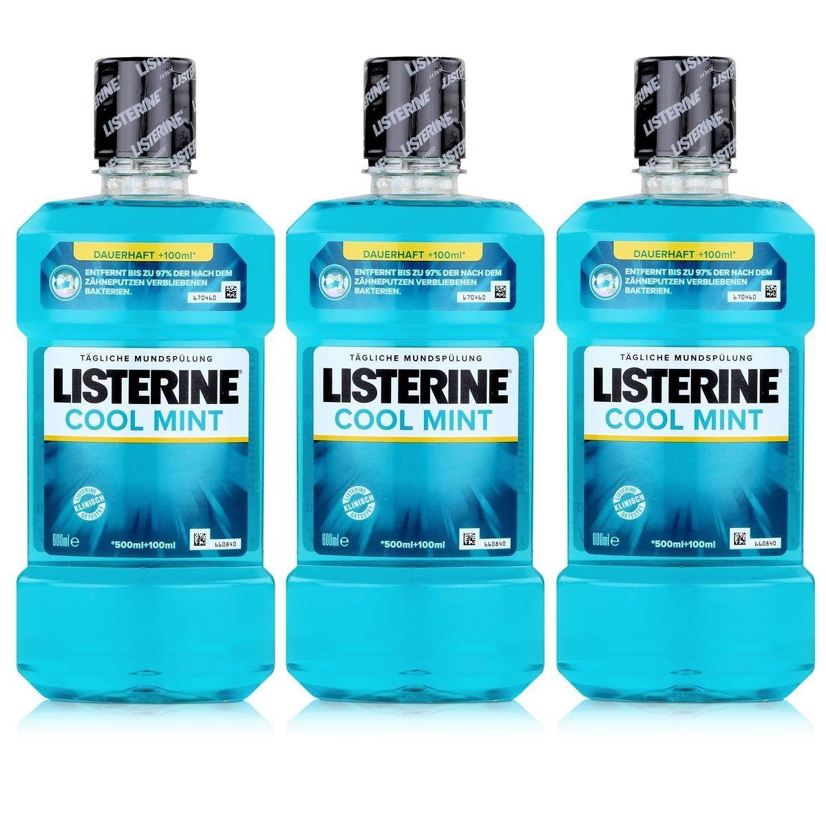 Listerine Mundspülung, Listerine Cool Mint 600ml - Mundspülung mit Minzgeschmack (3er Pack)