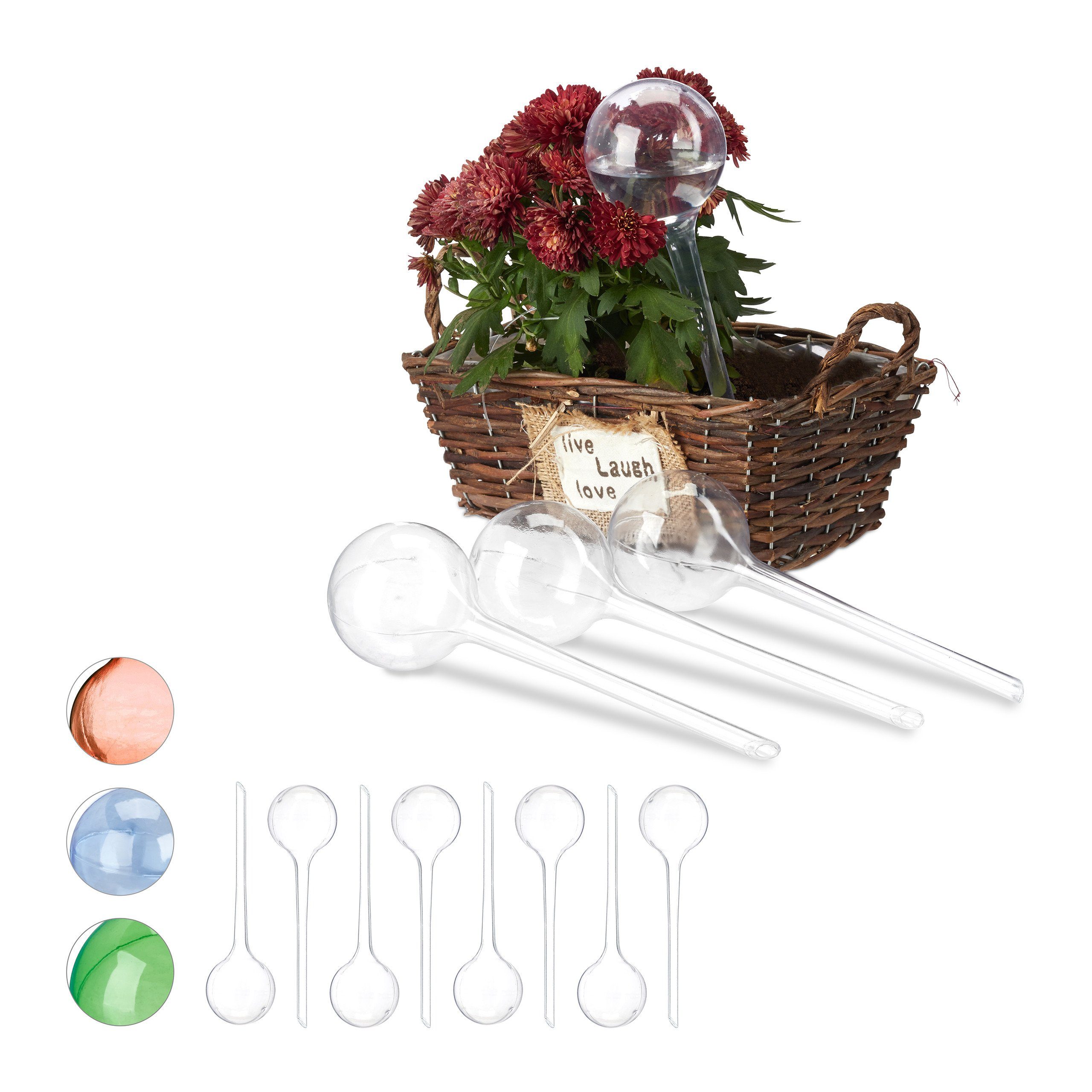 relaxdays Tropfer 12 x Bewässerungskugeln transparent