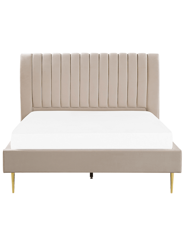 Beliani Doppelbett MARVILLE in Beige/Gold - (W) 182 x (H) 124 x (L) 225 cm günstig kaufen onesize