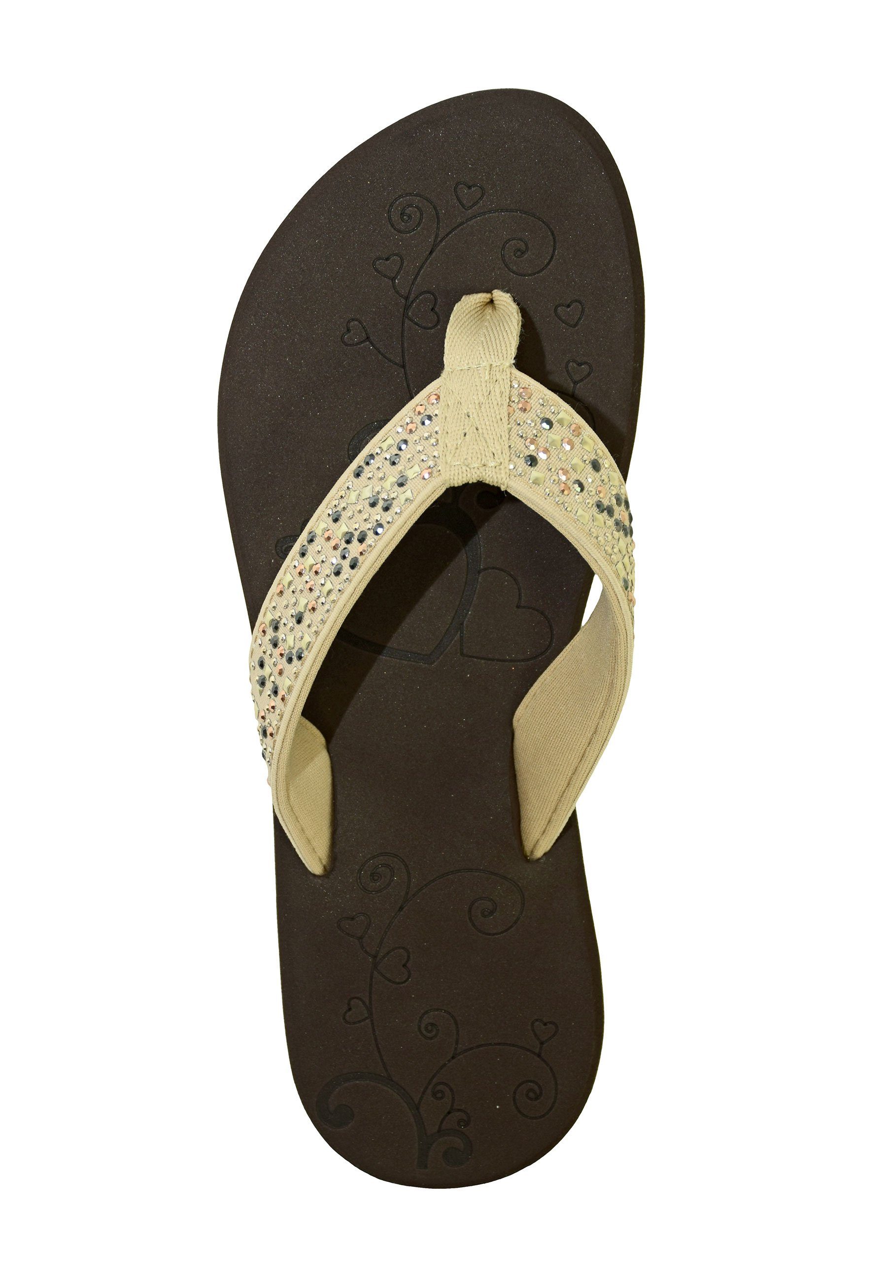 MADSea Midnight Badepantolette Zehentrenner mit Strass-Steinchen