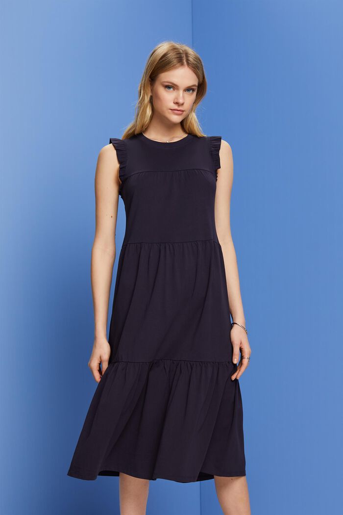 Gemustertes Jersey-Midikleid, 100 % Baumwolle