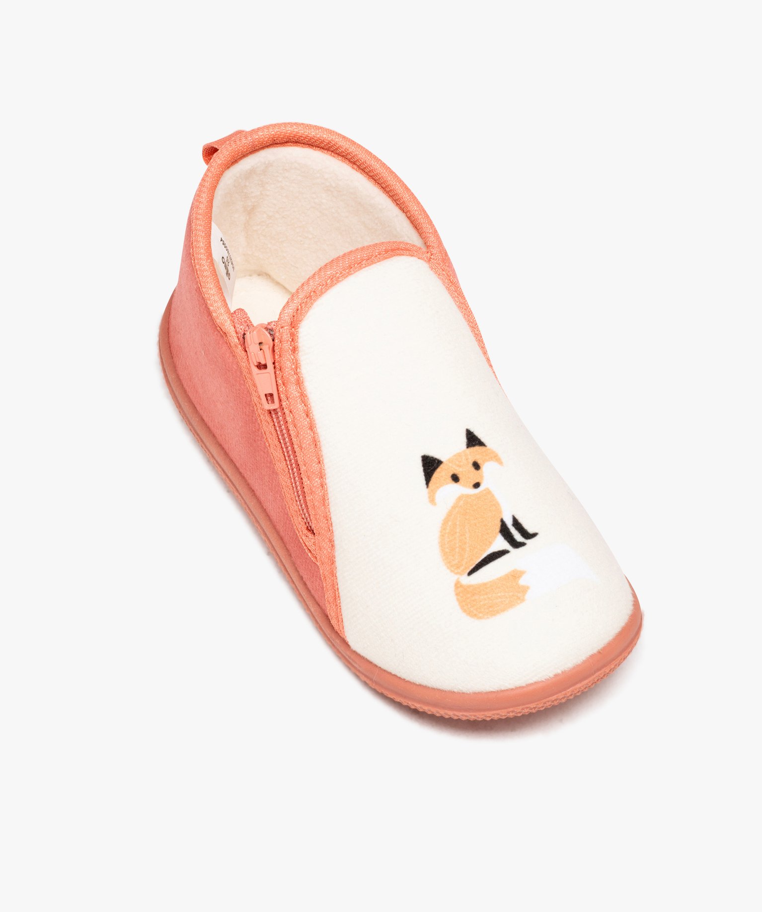 Chaussons fille bottillons à zip imprimés renard rose fonce | GEMO