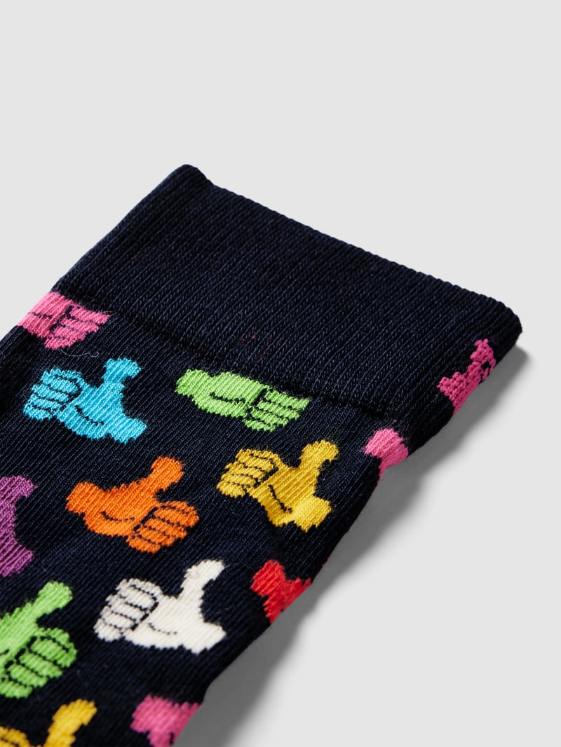 Socken mit Allover-Muster Modell 'Thumbs Up' in marineblau
