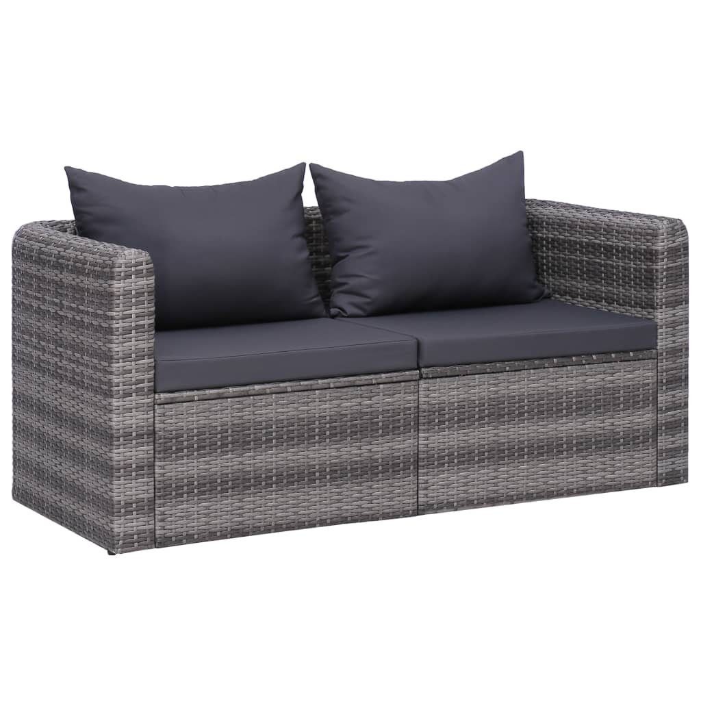 vidaXL Loungesofa Garten-Ecksofas 2 Stk. Grau Poly Rattan, 2 Teile