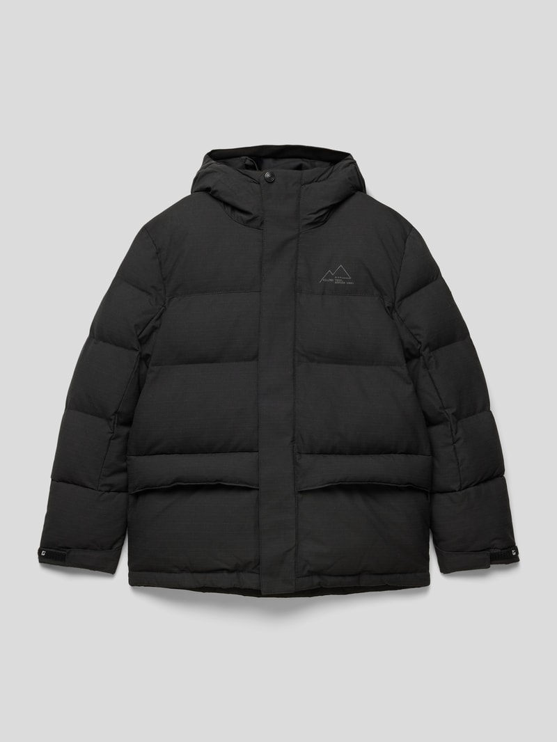 Steppjacke mit Label-Print in schwarz