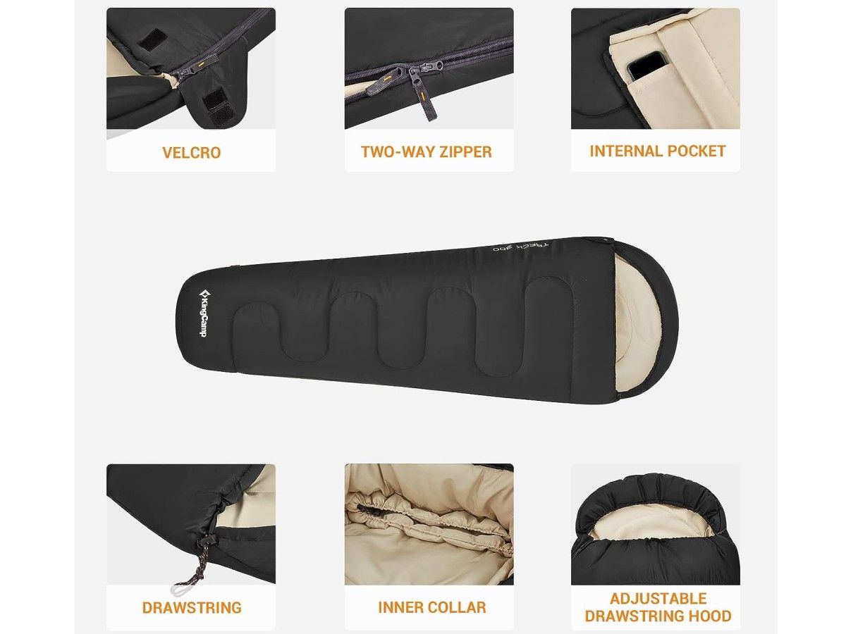 KingCamp 300g/㎡ Füllung Black R Kinderschlafsack