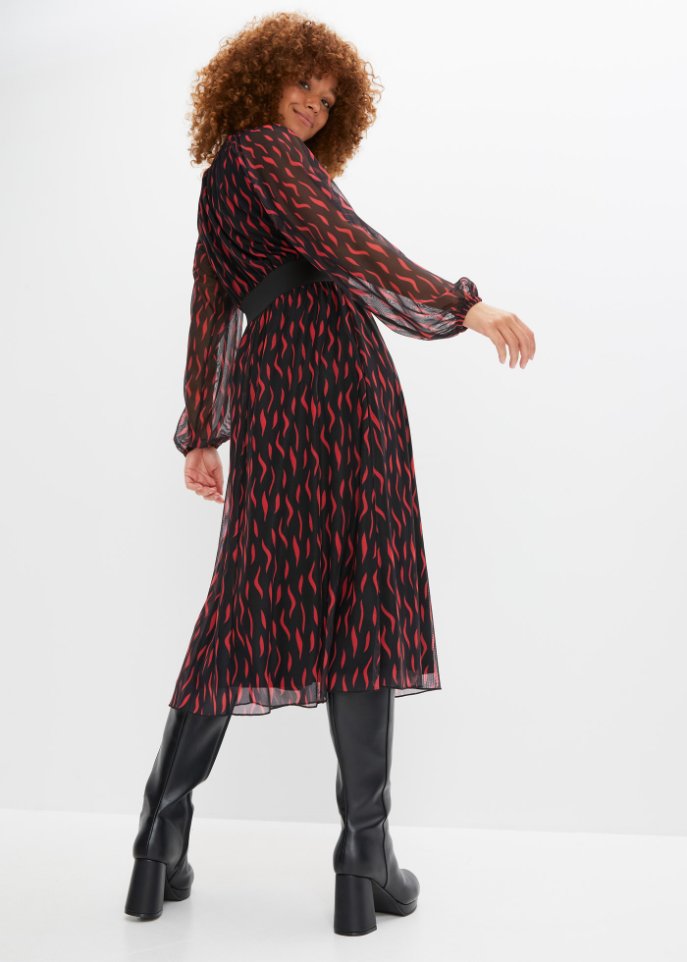 bedrucktes Mesh-Midikleid