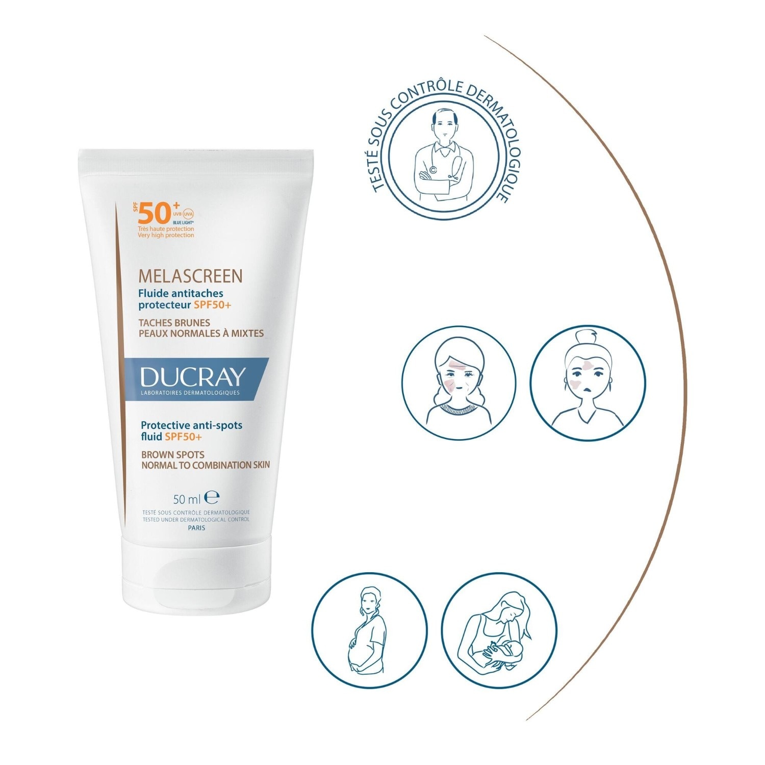 Ducray aizsargājošs prettraipu šķidrums SPF50+