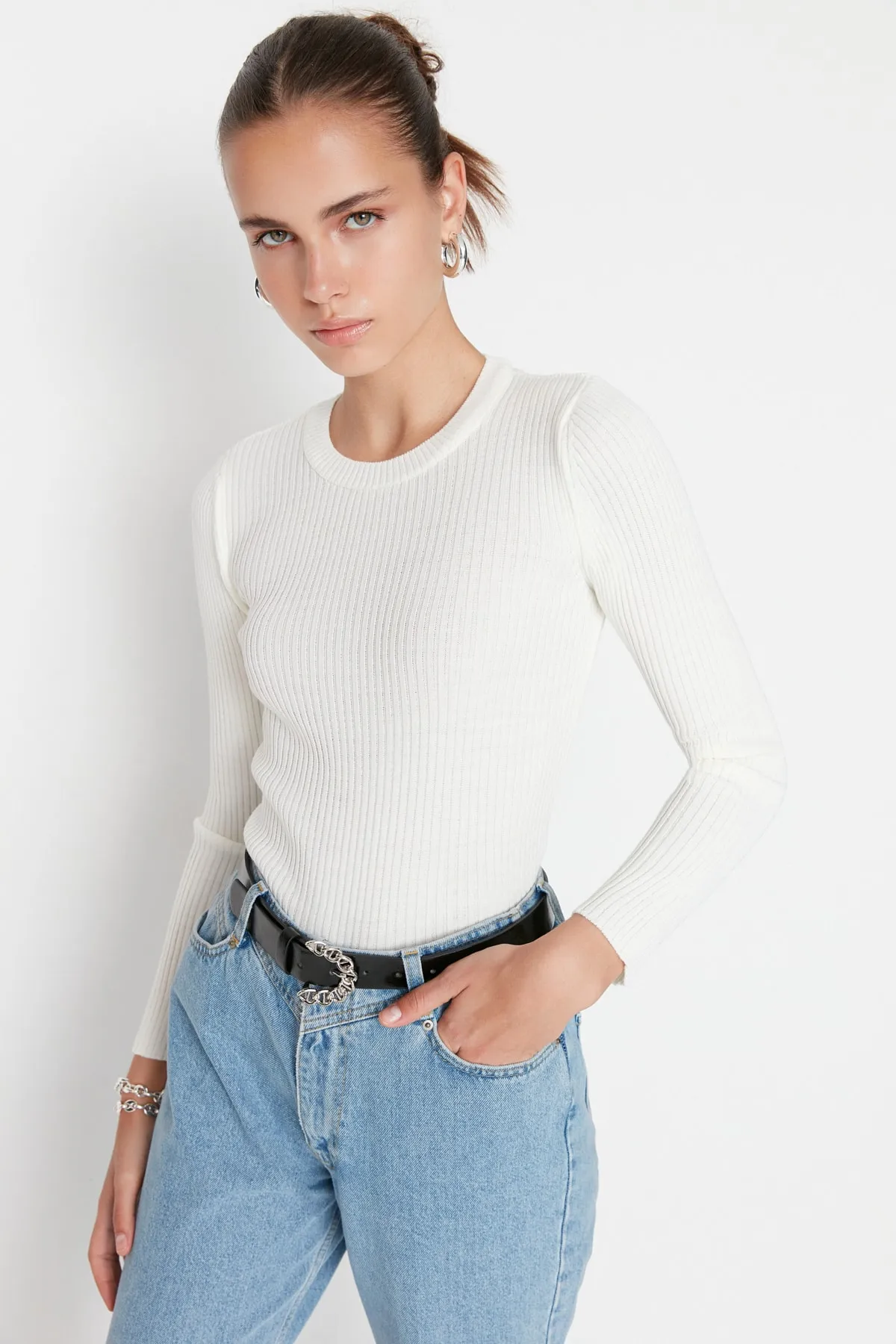 Trendyol Collection  Schwarz-weißer Strickpullover