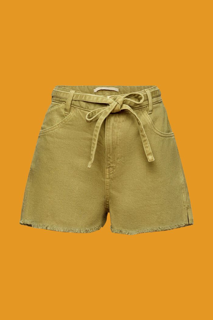 Denimshorts mit hohem Bund zum Binden