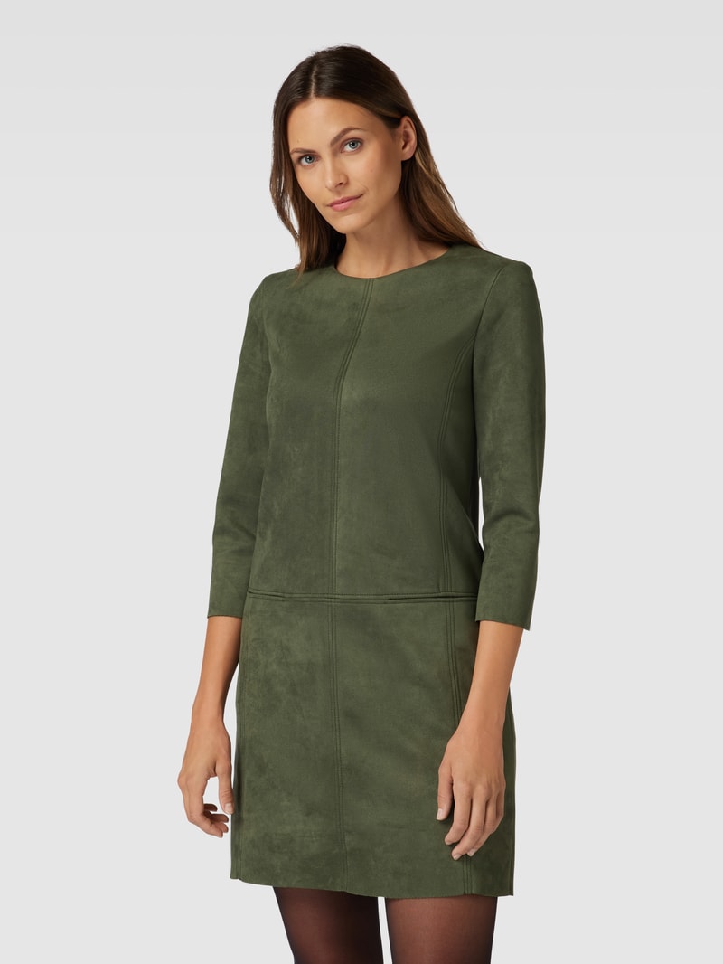 Minikleid in Leder-Optik mit 3/4-Arm in dunkelgrün