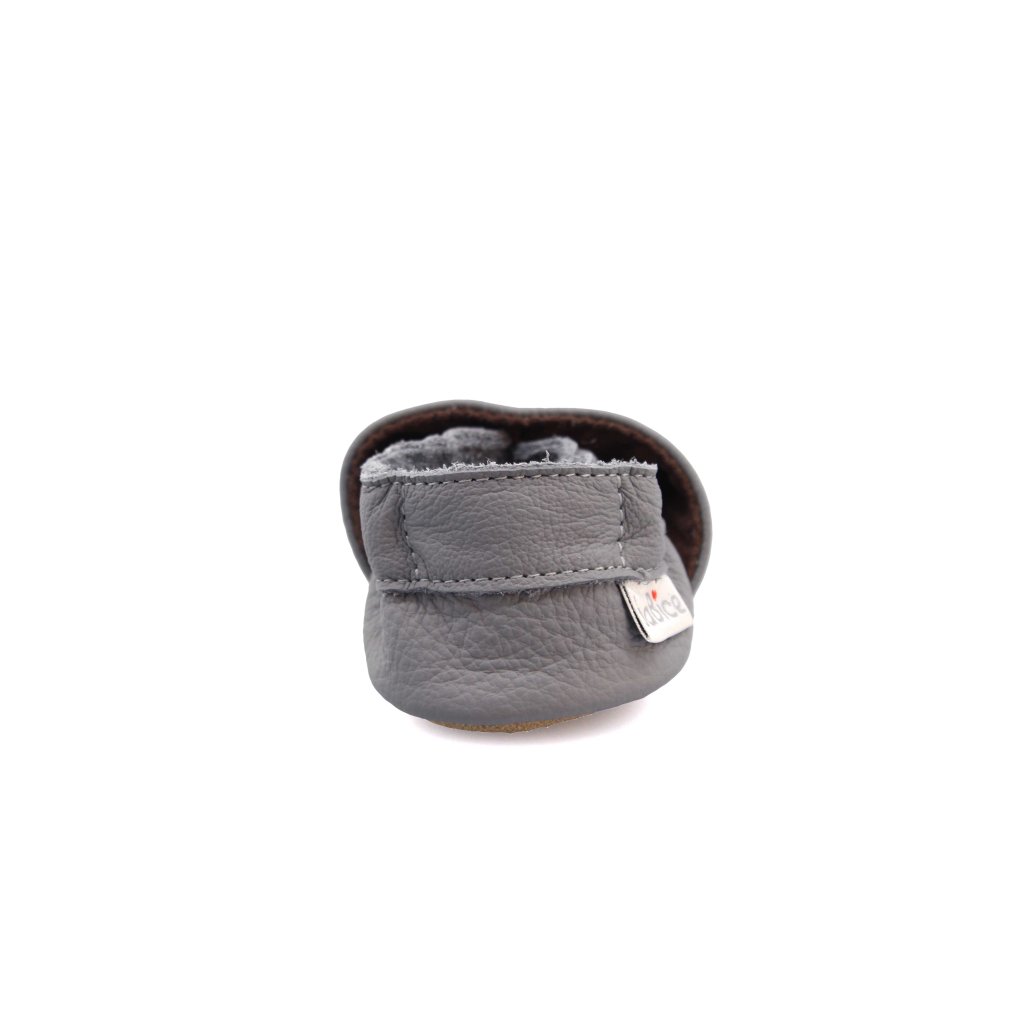 baBice Plain Dark Grey dunkelgraue Krabbelschuhe