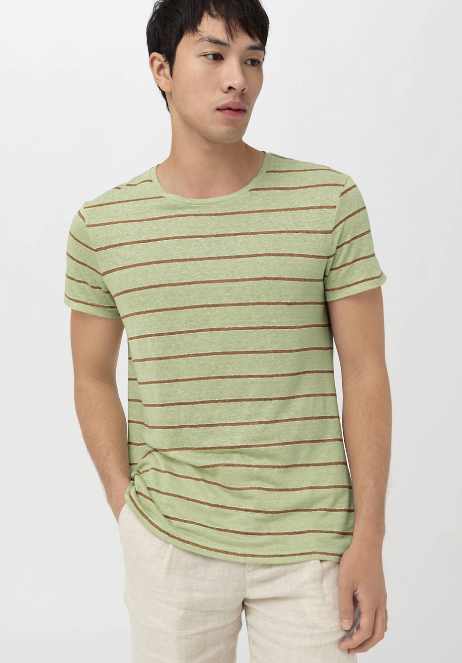 Streifen-Shirt aus reinem Leinen