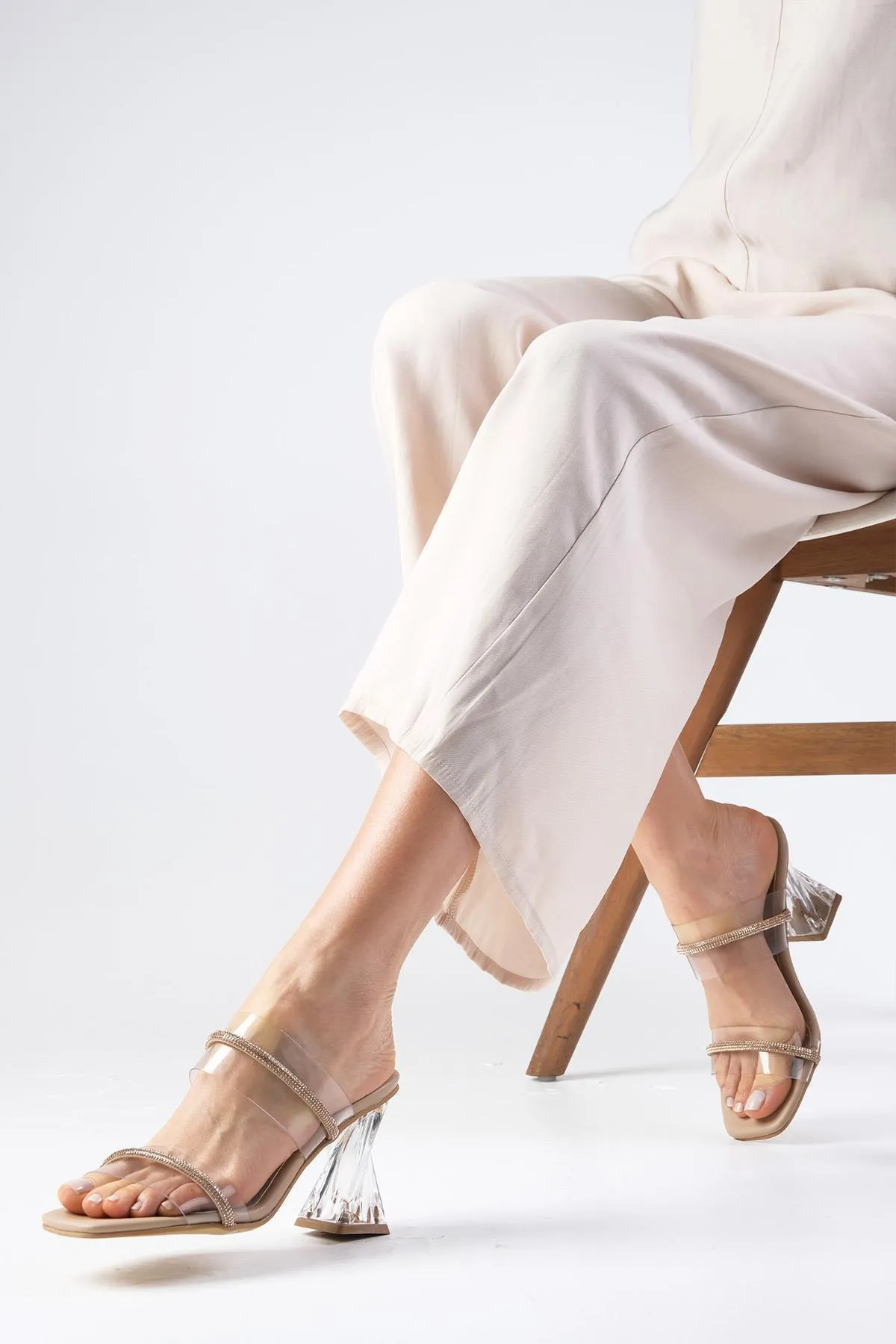 Mio Gusto  Pantolette - Beige - Blockabsatz