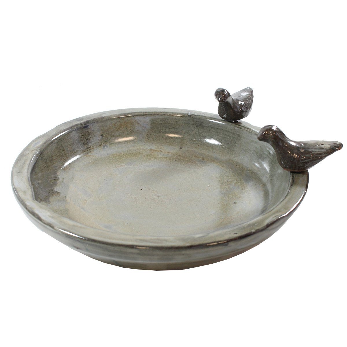colourliving Vogeltränke Vogeltränke für den Garten 30cm grau Keramik Vogeltränke rund Vogelbad, handbemalt, glasiert, leicht zu Reinigen