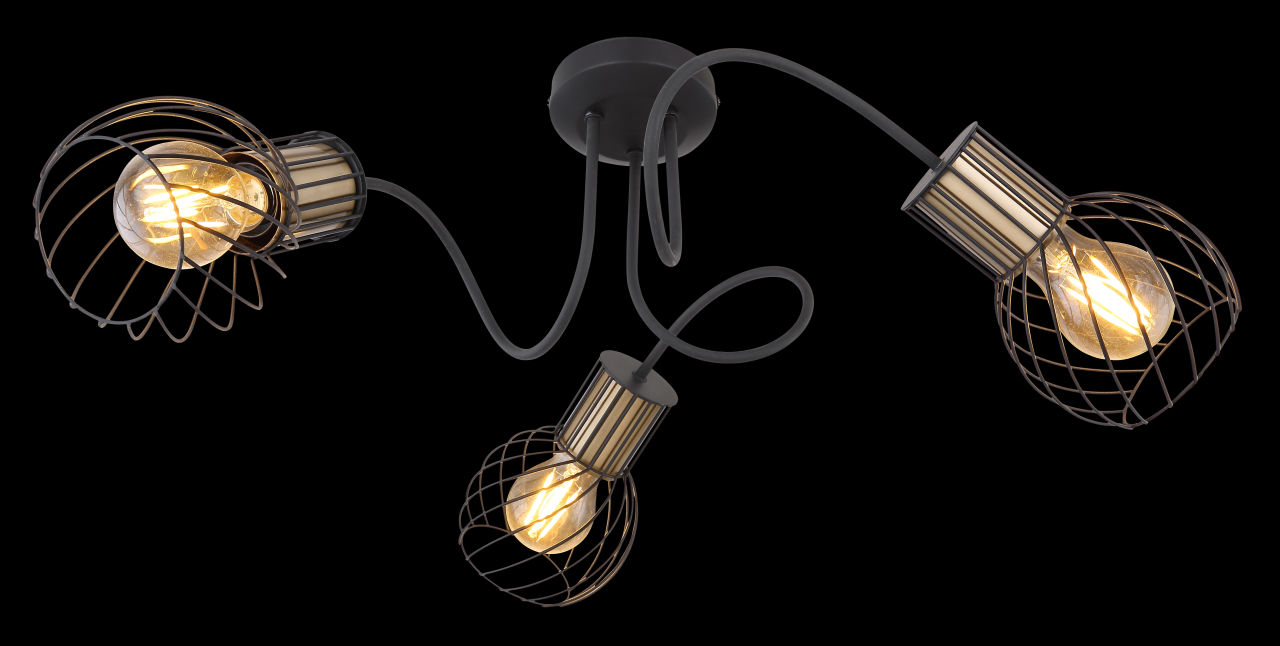 Globo Lighting - ARGUSTO - Deckenleuchte Metall schwarz matt, 3x E27