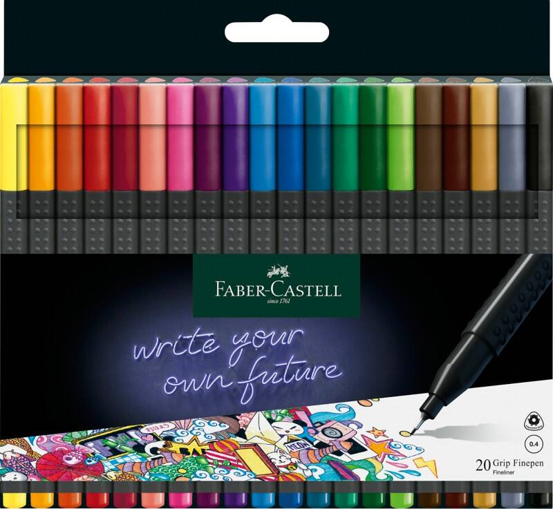 Faber-Castell Grip Fineliner 0,4 mm Farbig sortiert 20 Stück