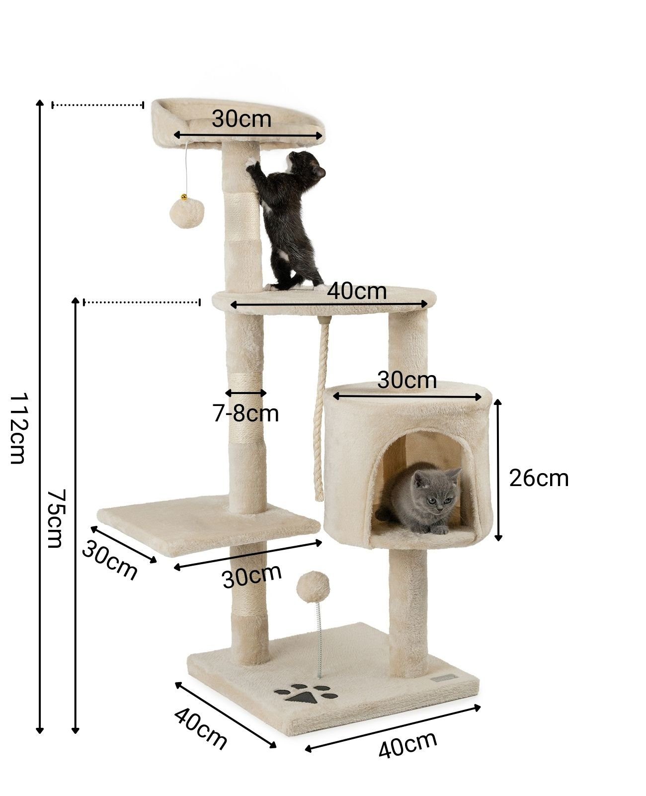 lionto Kratzbaum Katzenkratzbaum Höhe 112 cm, beige