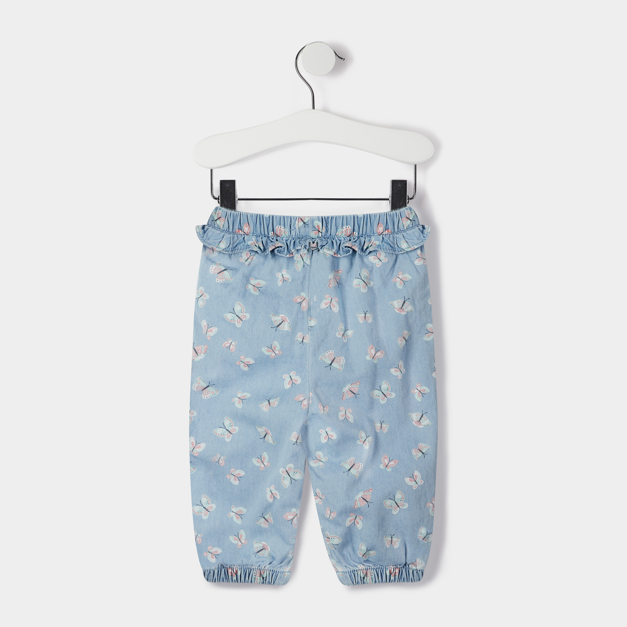 Pantalon droit élastiqué en jean Creeks denim bleach bébé fille | La Halle