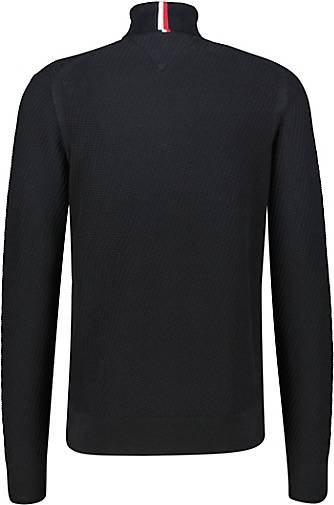 TOMMY HILFIGER Herren Rollkragenpullover RECTANGULAR STRUCTURE Strickpullover aus BIO-Baumwolle