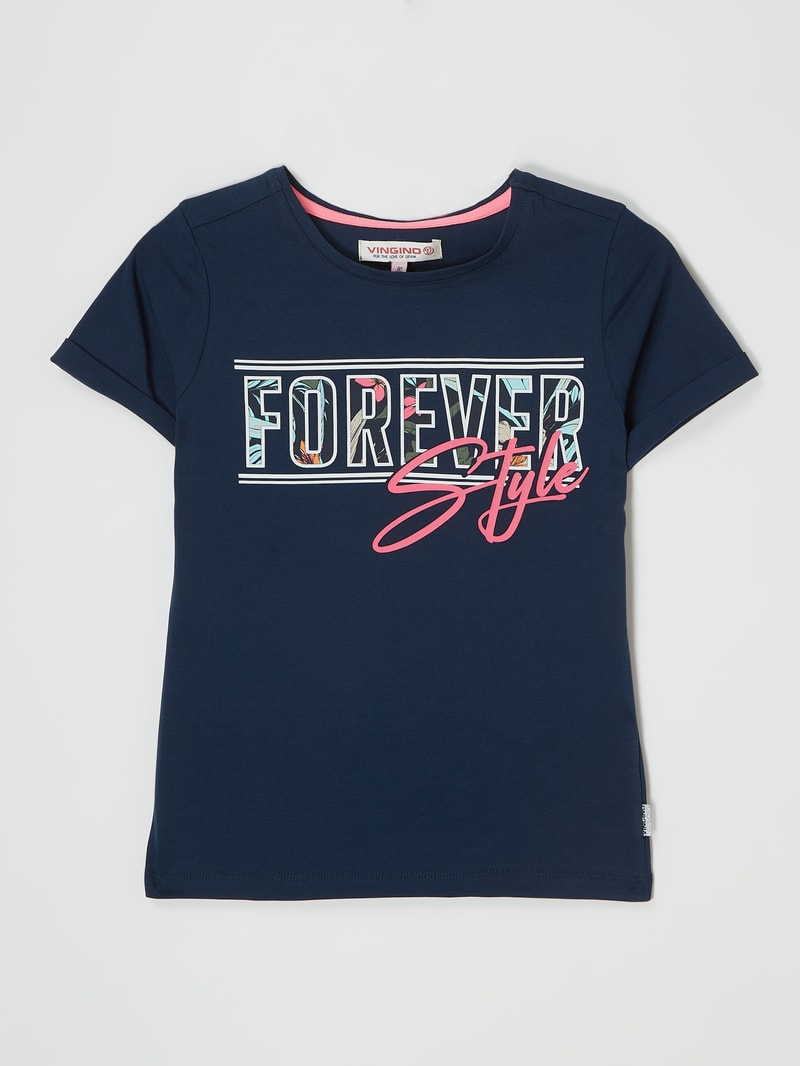 T-Shirt mit Stretch-Anteil Modell 'Higella' in marineblau