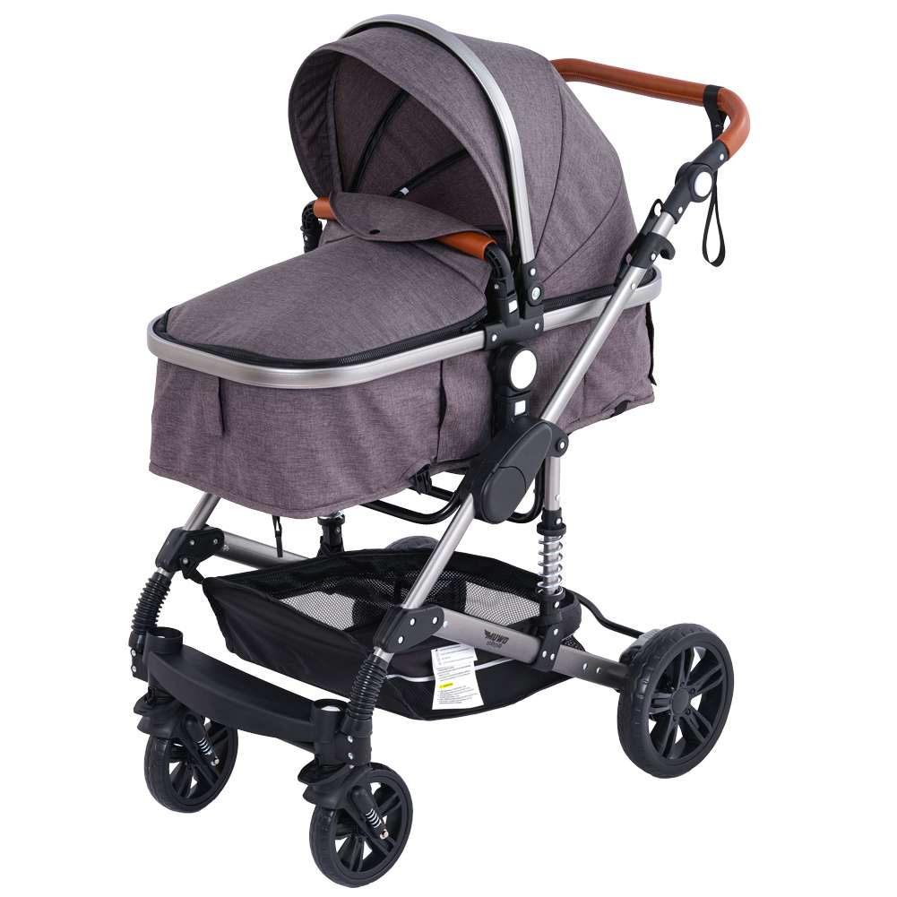 MUWO 3 in 1 Kombi-Kinderwagen Komplettset grau
