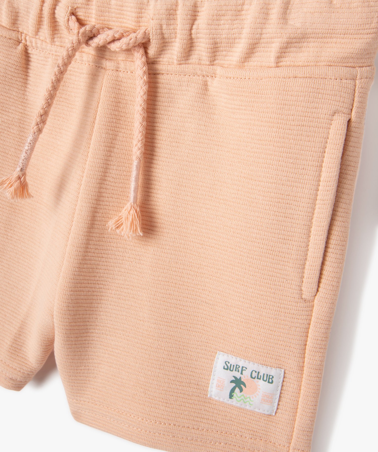 Short bébé en maille ctelée à taille élastiquée orange | GEMO