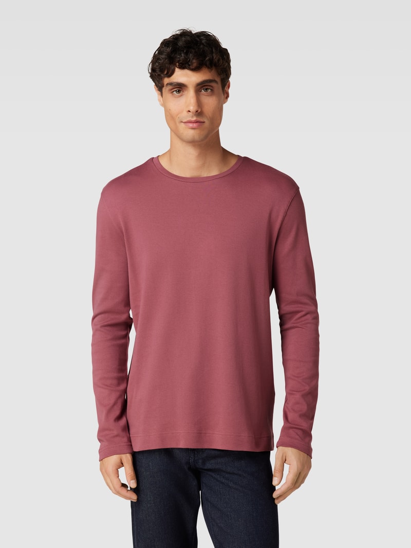 Longsleeve mit geripptem Rundhalsausschnitt in metallic rosa
