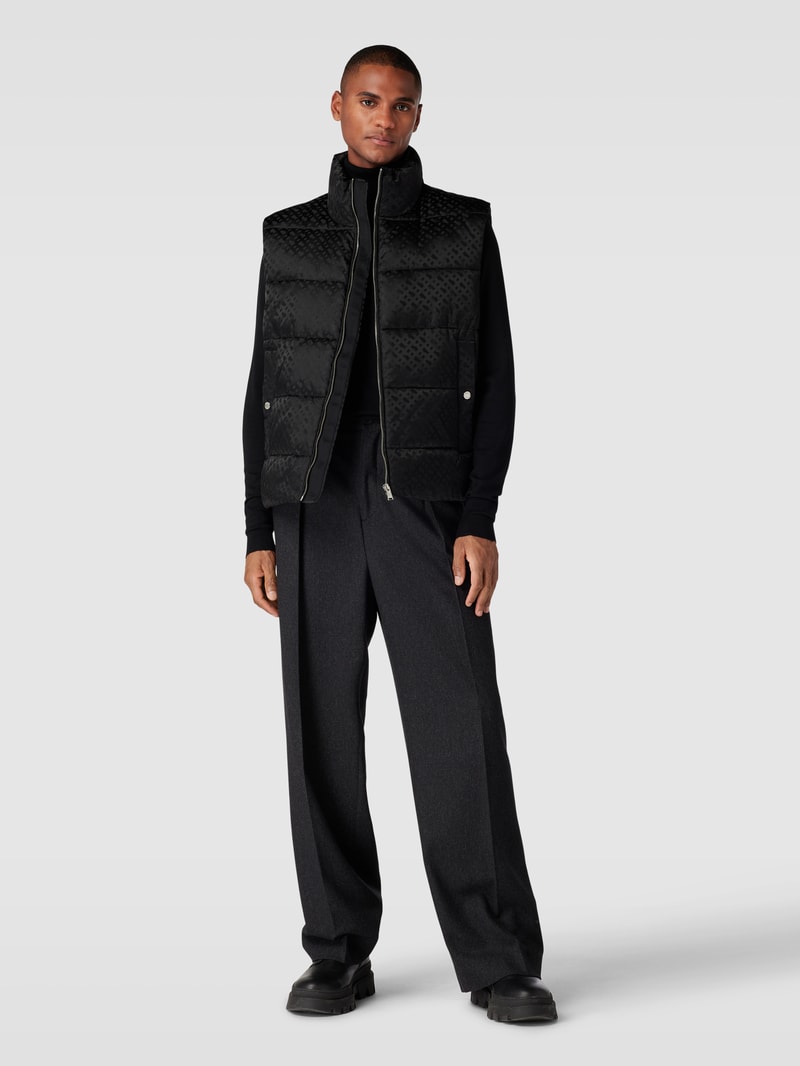 Steppweste mit Logo-Muster in schwarz