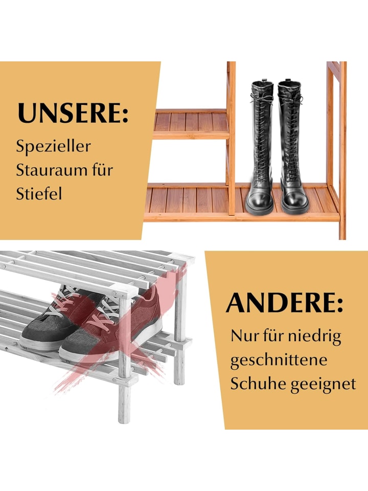 COSTWAY Schuhregal Bambus 14 Paar in Beige günstig kaufen onesize