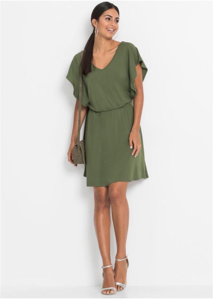 Jerseykleid mit Volant-Ärmeln