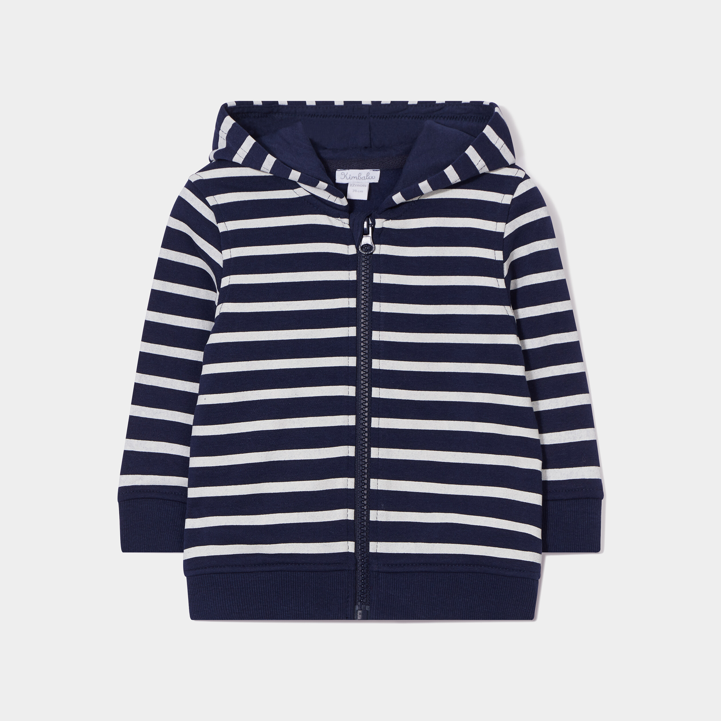Sweat zippé à capuche manches longues bleu marine bébé garçon | La Halle